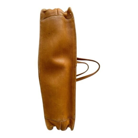 Camel Brown Genuine Leather Shoulder Style Satchel Bag VTG - Picture 4 of 14